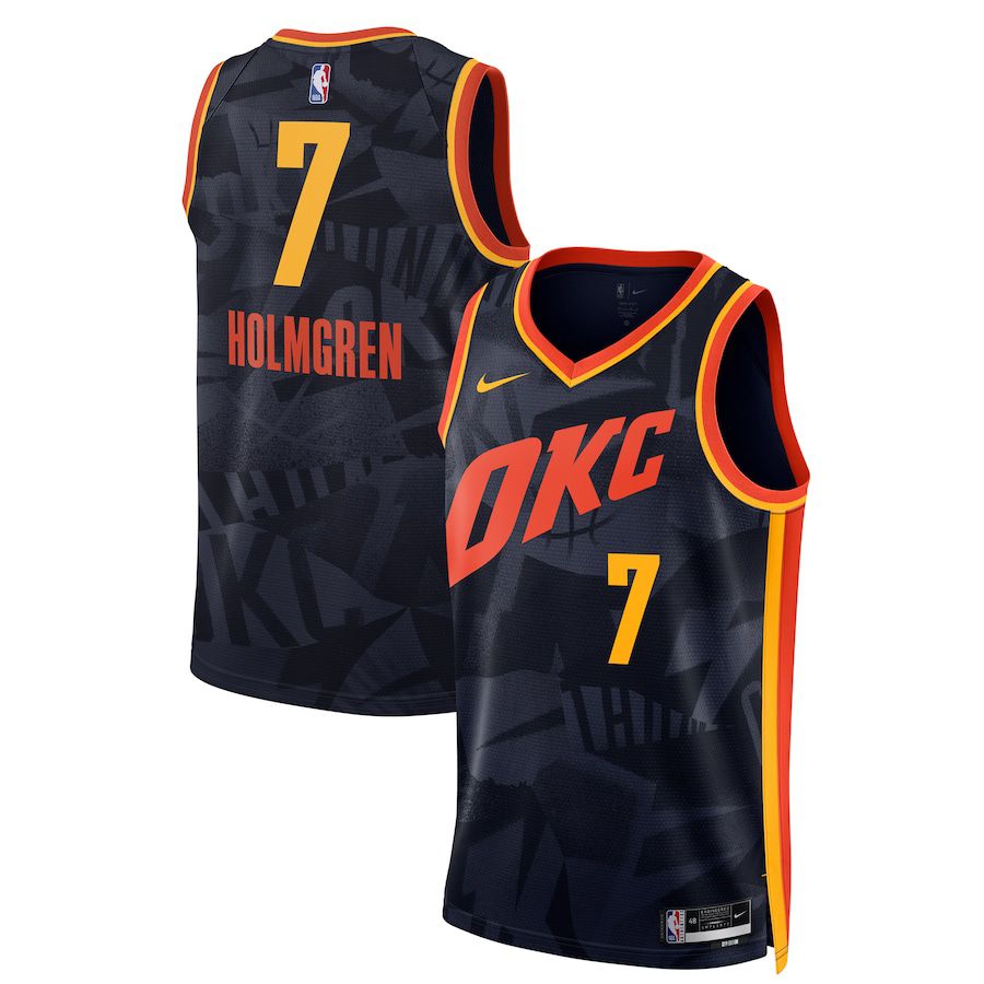 Men Oklahoma City Thunder #7 Chet Holmgren Nike Navy City Edition 2023-24 Swingman NBA Jersey